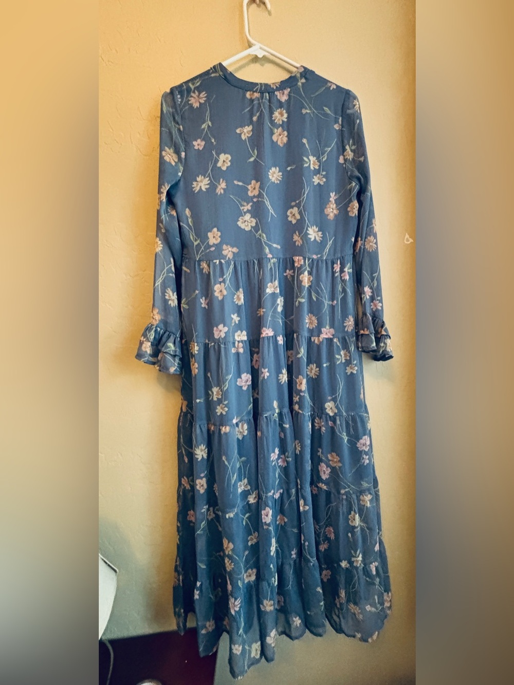 Patrons of Peace Blue Floral Tiered Maxi Dress Women’s Small NWT Work Church - Picture 2 of 9